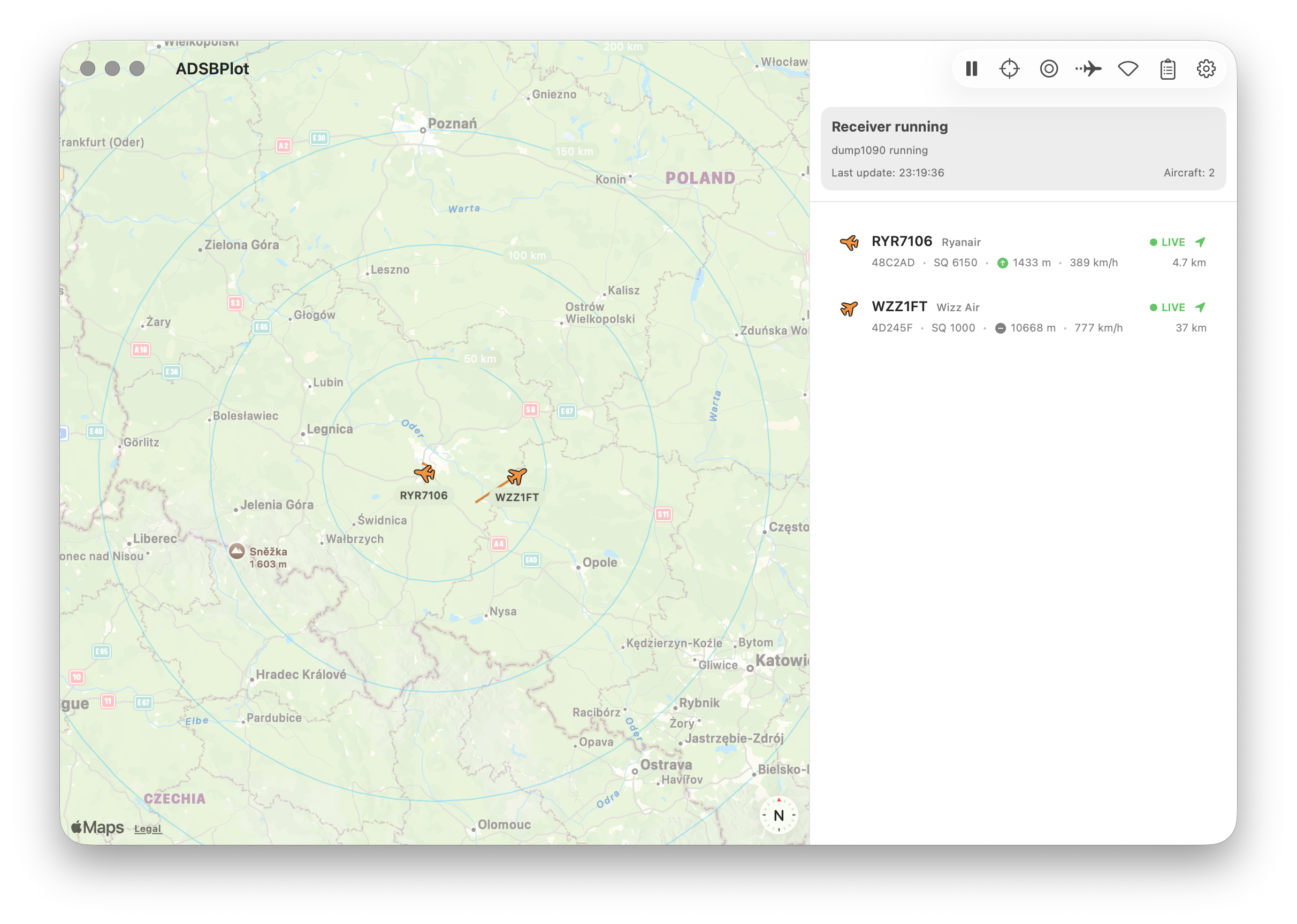 Main map view in light theme