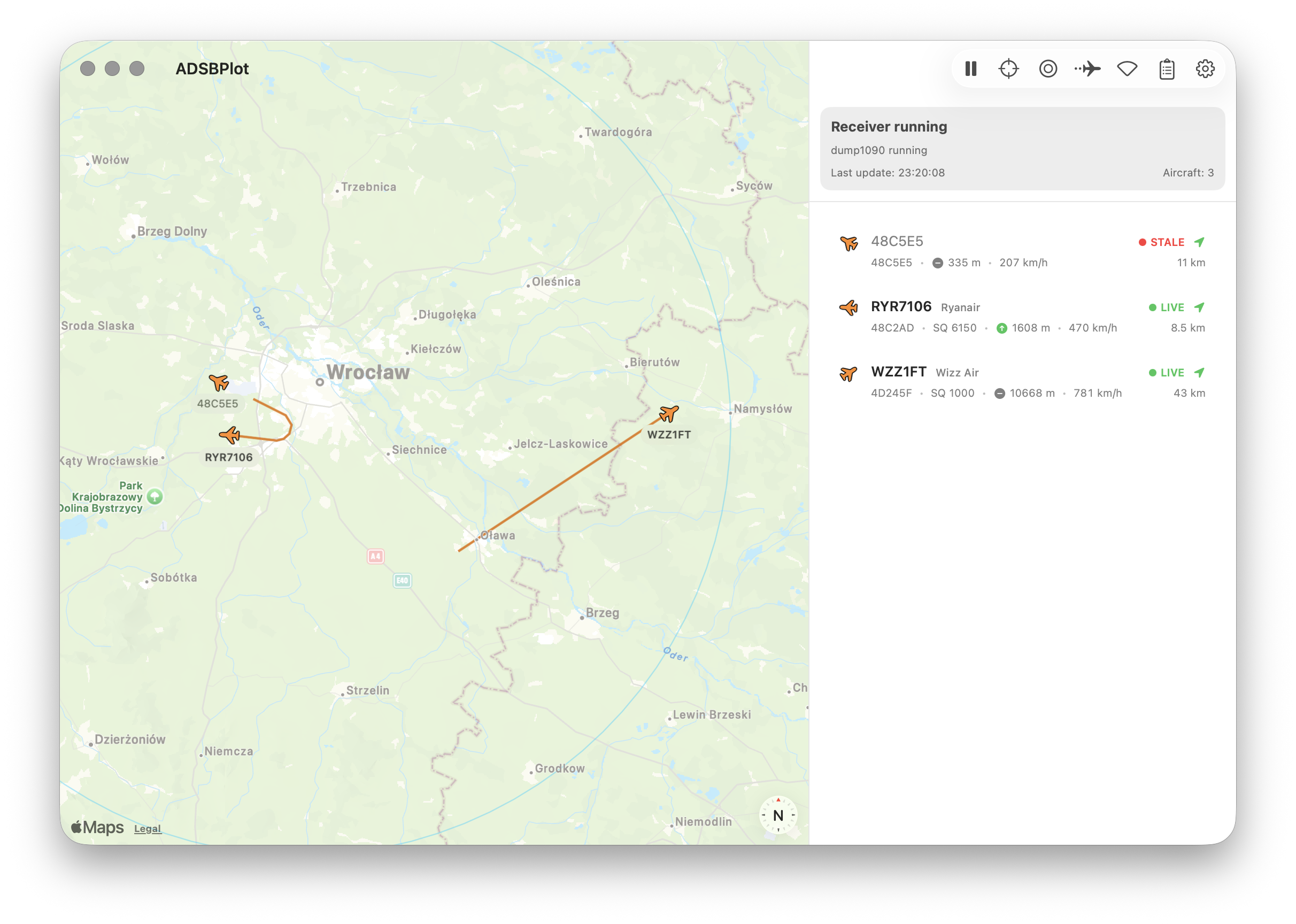 Track and trails view in light theme